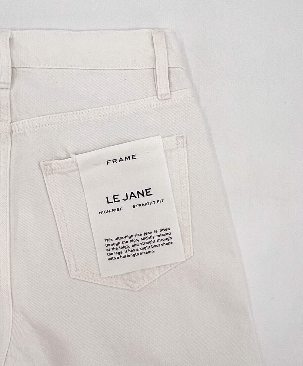 NEW Frame Jeans Womens 24 White Denim Distressed Ripped Mini Slit Le Jane Crop - Picture 3 of 15